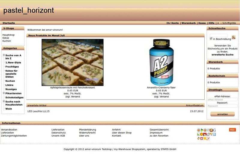 Screenshot eines Demoshops mit dem Standardtemplate pastel_horizont