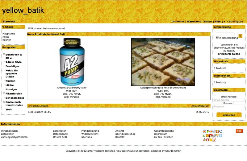 Demoshop mit dem Shoptemplate yellow_batik
